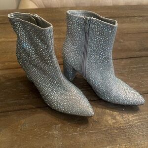 Sparkling Silver Ankle Booties